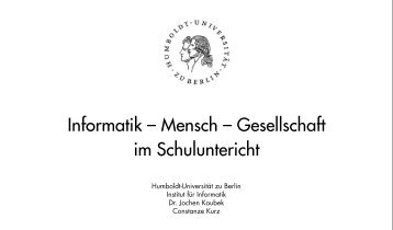 Informatik - Mensch - Gesellschaft im Informatikunterricht