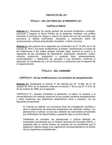 PROYECTO DE LEY TÍTULO I – DE LOS FINES DE LA PRESENTE ...