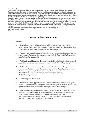 Neurologie Fragensammlung - Mediwiki