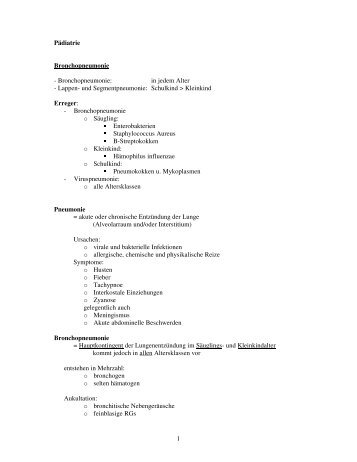 1 Pädiatrie Bronchopneumonie - Bronchopneumonie: in ... - Mediwiki