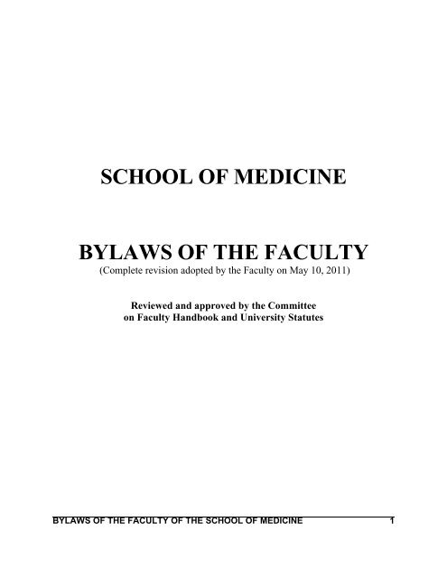 school of medicine bylaws of the faculty - Creighton University ...