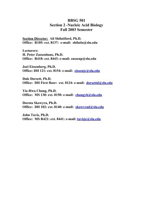 Nucleic Acid Biology