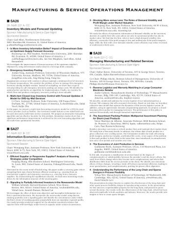 Manufacturing & Service Operations Management