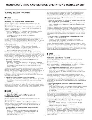Manufacturing and Service Operations Management