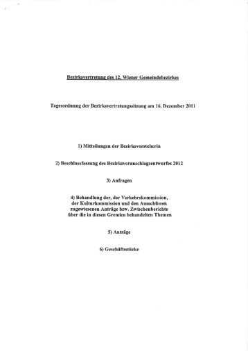 Bezirksvertretuns des 12. Wiener Gemeindebezirkes der ...