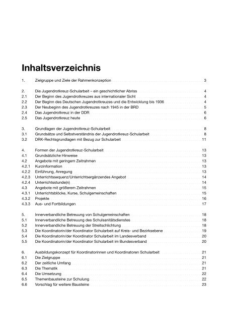 Rahmenkonzeption Schularbeit - Jugendrotkreuz