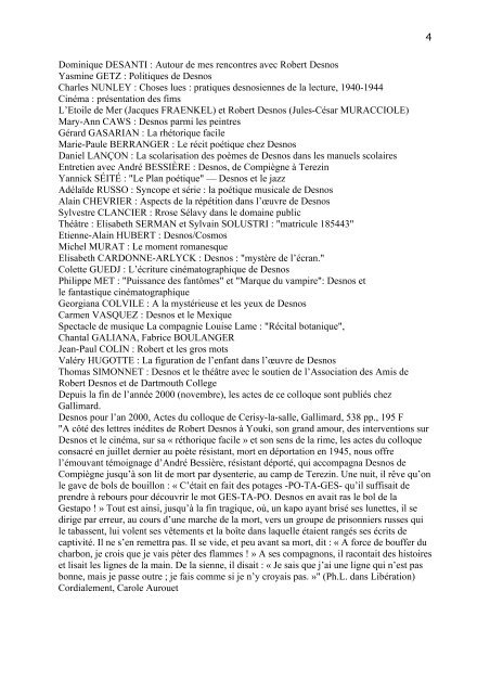 liste de discussion mélusine 2 001 - Centre de Recherche sur le ...