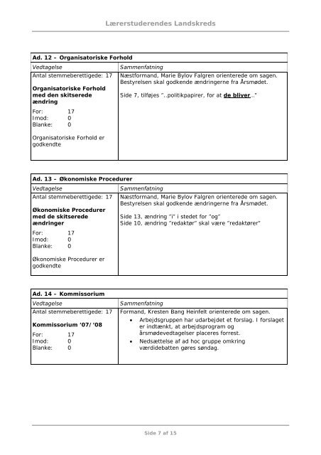 Referat - Lærerstuderendes Landskreds