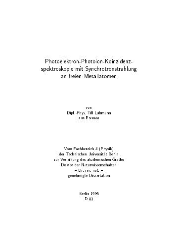 Photoelektron-Photoion-Koinzidenz- spektroskopie mit ...