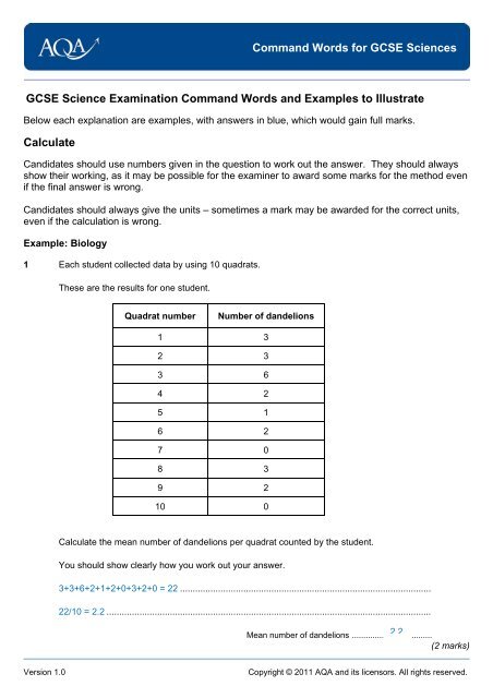 Command Words For Gcse Sciences