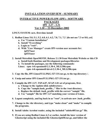 INSTALLATION OVERVIEW - SUMMARY - Members.efn.org