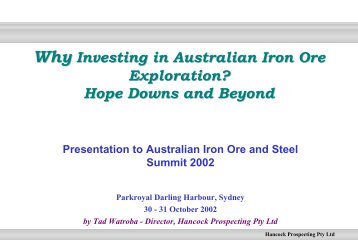 Hope Downs and Beyond Presentation to Australian Iron Ore and