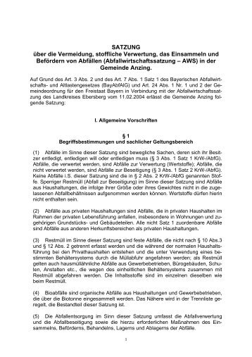 Abfallwirtschaftssatzung â A - Gemeinde Anzing