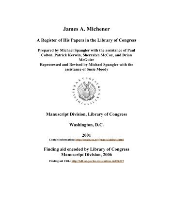 Papers of James A. Michener - American Memory - Library of ...