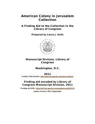 American Colony in Jerusalem Collection [finding aid]. Library of ...