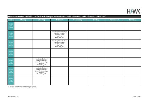 Wintersemester 2010/2011 - Gerhard Kemper - vom 27.09 ... - HAWK