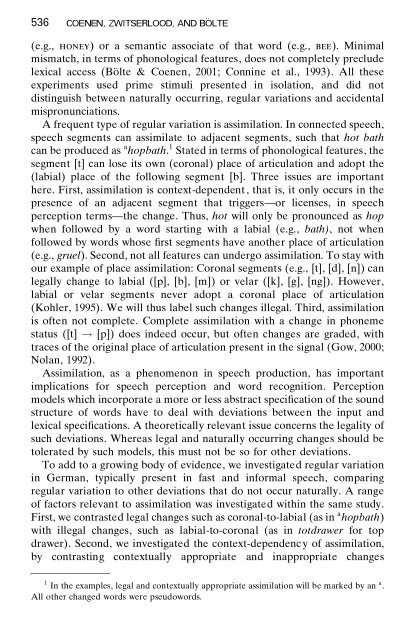 Variation and assimilation in German - Institut für Phonetik