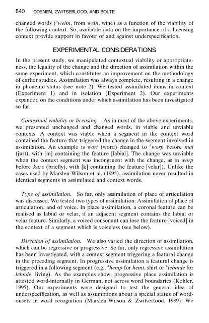 Variation and assimilation in German - Institut für Phonetik