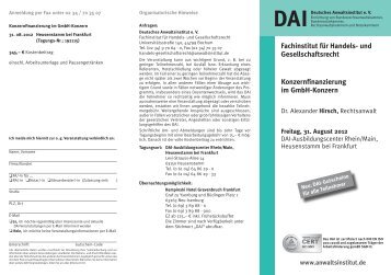 Konzernfinanzierung im GmbH-Konzern - Deutsches Anwaltsinstitut ...