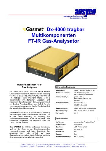 Dx-4000 tragbar Multikomponenten FT-IR Gas-Analysator