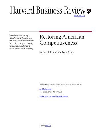 Restoring American Competitiveness - The Paul Merage School of ...