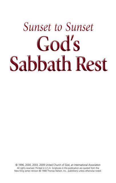 Sunset to Sunset: God's Sabbath Rest - Messianic Singles Home