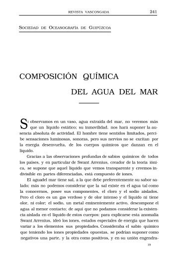 COMPOSICIÓN QUÍMICA DEL AGUA DEL MAR