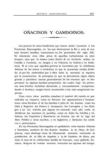 OÑACINOS Y GAMBOINOS.