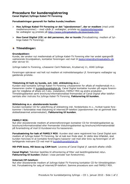 Procedure for kunderegistrering - Jyllinge Kabel-TV Forening