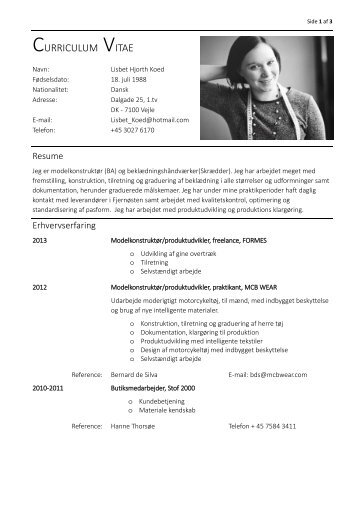 CURRICULUM VITAE - By Hjorth