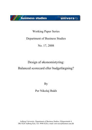 Design af økonomistyring: Balanced scorecard eller budgetlægning?