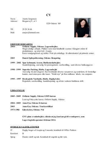 Anette Jørgensen's CV.pdf - Orifarm