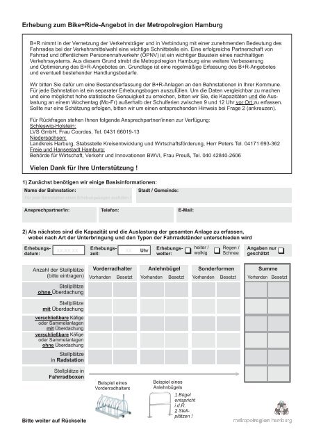 Erhebungsbogen zum Bike+Ride-Angebot in der Metropolregion ...