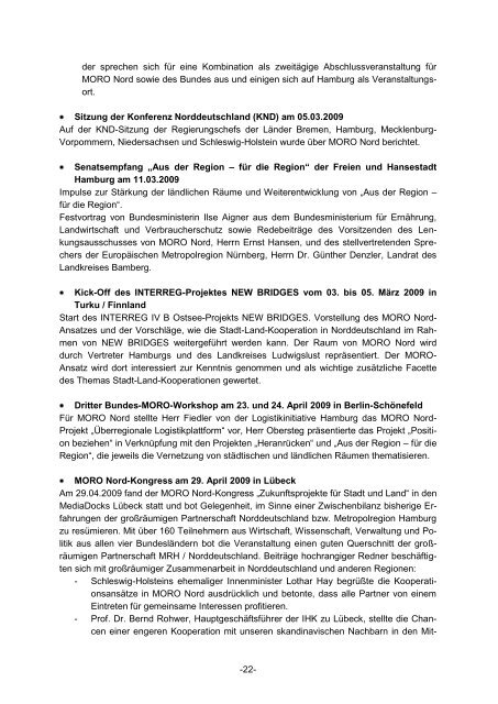 a. gesamtbewertung des moro nord-projektes - Metropolregion ...