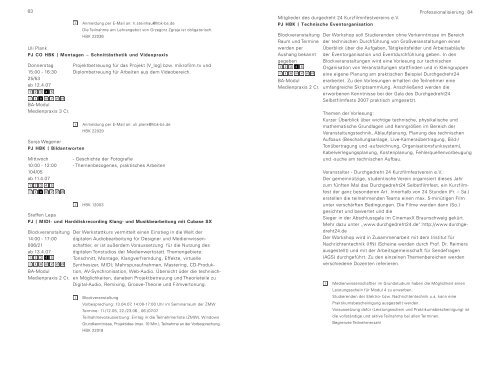 Sommersemester 2007 - Medienwissenschaften