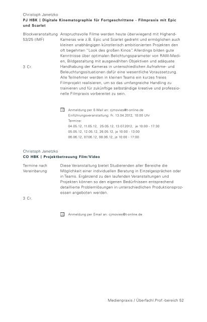 Sommersemester 2012 - Medienwissenschaften