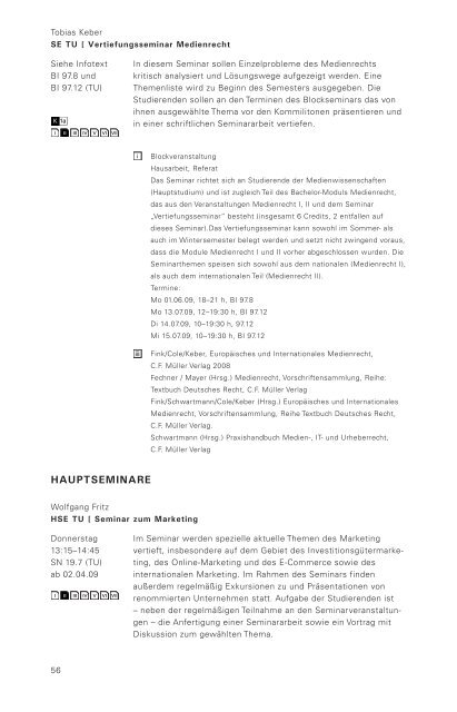 Sommersemester 2009 - Medienwissenschaften