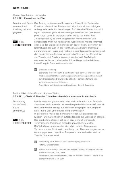 Sommersemester 2009 - Medienwissenschaften