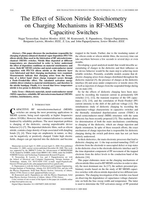 The Effect of Silicon Nitride Stoichiometry on Charging Mechanisms ...