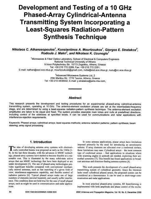 Development and testing of a 10 GHz phased-array cylindrical ...