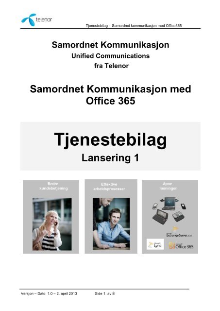 Tjenestebilag SamKom MS Office 365 (PDF) - Telenor