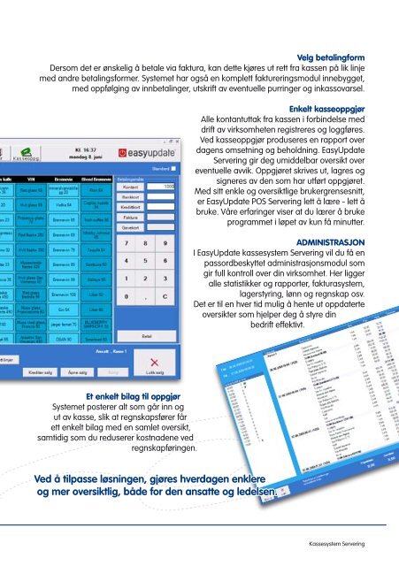 Kassesystem for restaurant, bar og catering - Easyupdate