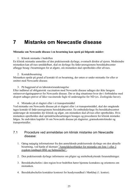 Newcastle disease beredskabsplan 2008 - Fødevarestyrelsen