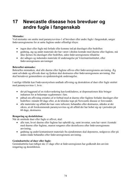Newcastle disease beredskabsplan 2008 - Fødevarestyrelsen
