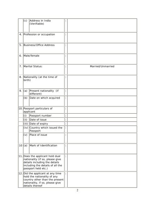 1 APPLICATION FORM FOR THE GRANT/RENEWAL OF PIO CARD