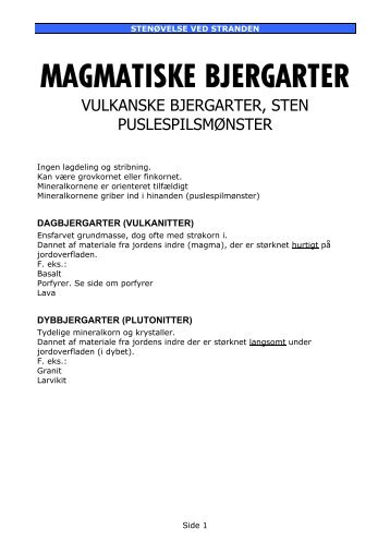 MAGMATISKE BJERGARTER - Naturcenter Fosdalen