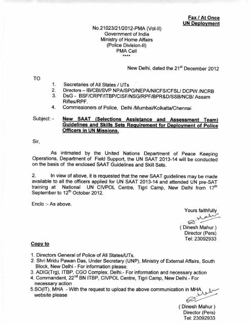 Selections Assistance and Assessment Team - Ministry of Home 