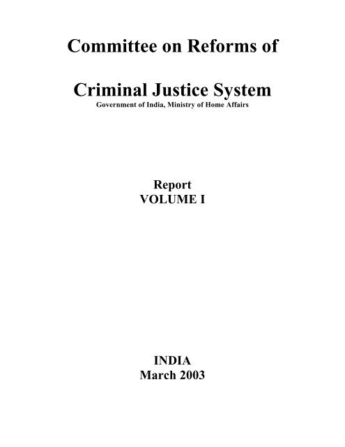 Kashmary Xx Vpdes - Dr. Justice V.S. Malimath Report First pages - Ministry of Home ...