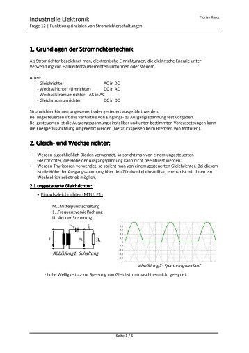 Industrielle Elektronik 1. Grundlagen der Stromrichtertechnik 1 ...