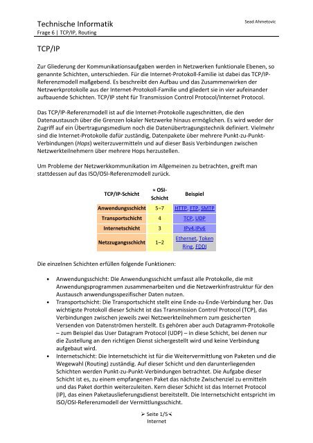 Technische Informatik TCP/IP